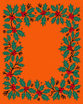 Orange Holly Berry Garland Border Rug