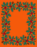 Orange Holly Berry Garland Border Rug