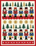 Christmas Nutcracker Red Blue Trees Rug