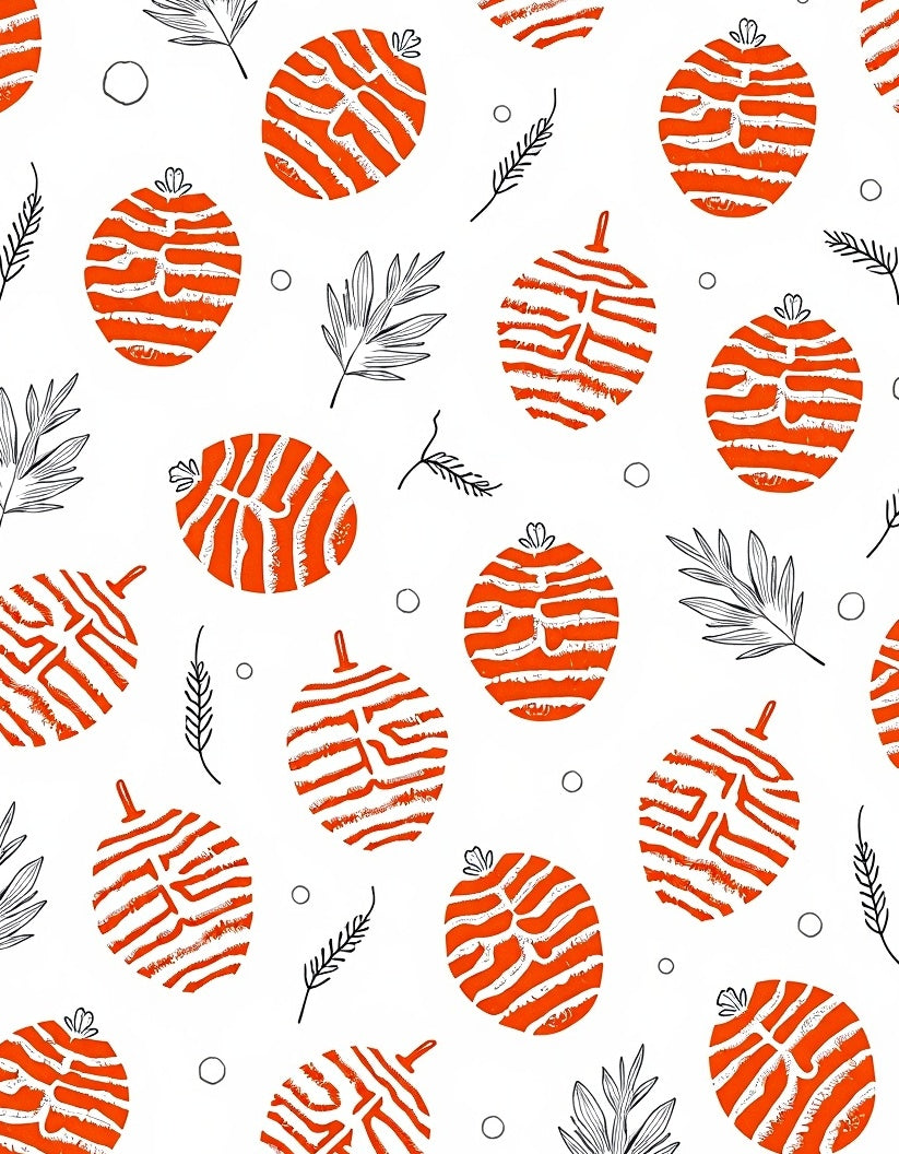 Vibrant Orange Abstract Leaf Medallion Rug