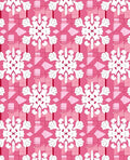 Pink White Snowflake Geometric Overlay Rug