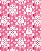 Pink White Snowflake Geometric Overlay Rug