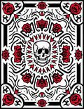 Macabre Skull Red Rose Symmetry Rug