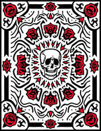 Macabre Skull Red Rose Symmetry Rug