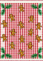 Christmas Gingham Gingerbread Man Scatter Rug