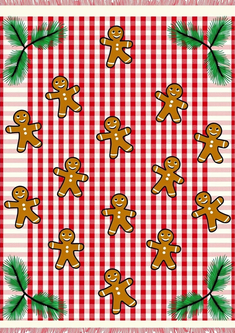 Christmas Gingham Gingerbread Man Scatter Rug