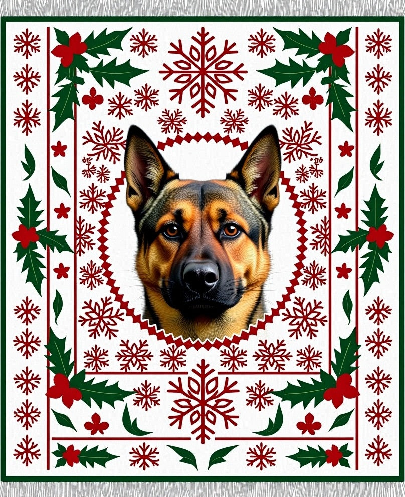 German Shepherd Dog Snowflake Christmas Rug