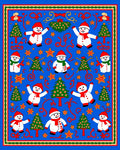 Festive Blue Snowman Christmas Tree Rag Rug