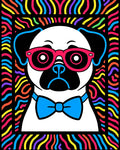 Vibrant Pug with Bowtie and Glasses Rug