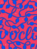Crimson Blue Lights Script Rug