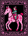 Pink Horse Rider Folk Art Rug