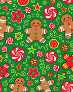 Festive Gingerbread Man Candy Swirl Stars Rug