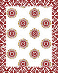 Red Gold Sunburst Border Accents Rug