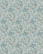Subtle Blue Whimsical Botanical Swirls Rug