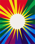 Retro Sunburst Rainbow Rays Rug