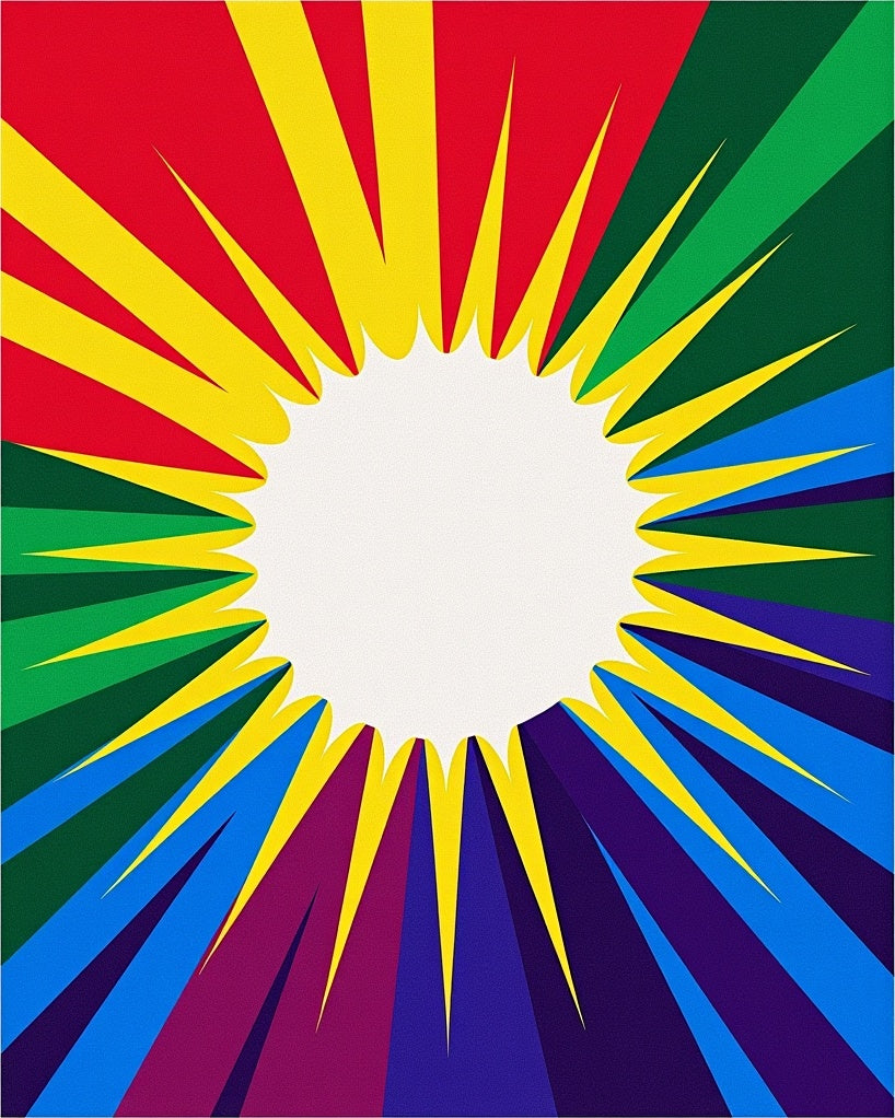 Retro Sunburst Rainbow Rays Rug