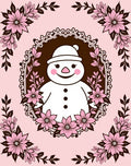 Pink Snowman Floral Frame Romance Rug