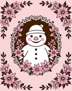 Pink Snowman Floral Frame Romance Rug
