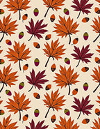 Autumn Maple Leaves Acorn Repeating Pattern Rug
