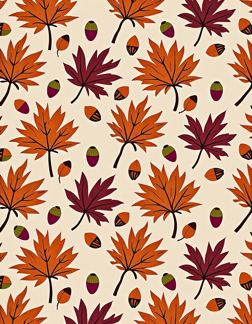 Autumn Maple Leaves Acorn Repeating Pattern Rug