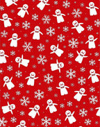 Red White Snowman Snowflake Scene Rug