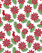 Crimson Poinsettia Cardinal Evergreen Sprigs Rug
