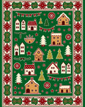 Christmas Village Houses Gingerbread Trees and Snowflakes Rug
