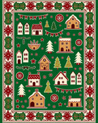 Christmas Village Houses Gingerbread Trees and Snowflakes Rug