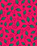 Teal Leaf Swirls Radiant Pink Rug