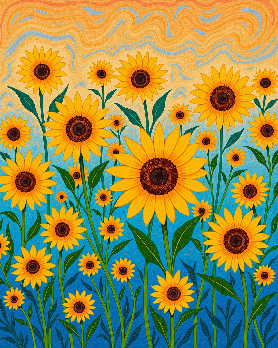 Golden Sunflowers Against Blue Sky Rug