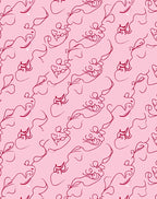 Delicate Crimson Swirl Abstract Fauna Rug