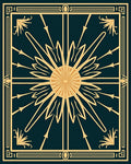 Golden Sunburst Teal Geometric Rug