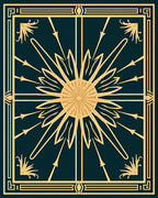 Golden Sunburst Teal Geometric Rug
