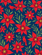 Crimson Cardinal Poinsettia Floral Arrangement Rug