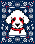 Whimsical White Puppy Snowflake Garland Rug