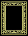 Golden Scrollwork Floral Frame Rug
