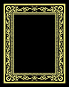 Golden Scrollwork Floral Frame Rug