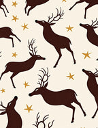 Brown Deer and Gold Stars Meadow Rug