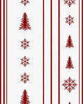 Rustic Red Stripe Pine Snowflakes Rug
