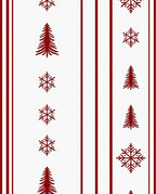 Rustic Red Stripe Pine Snowflakes Rug
