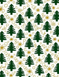 Elegant Green Trees Festive Gold Curls Rug