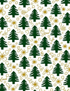 Elegant Green Trees Festive Gold Curls Rug