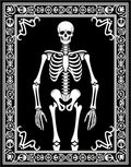 Black White Skeleton Ornate Frame Rug