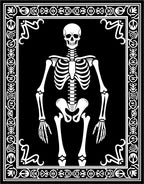 Black White Skeleton Ornate Frame Rug