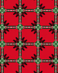 Rich Red Plaid Fern Squares Rug