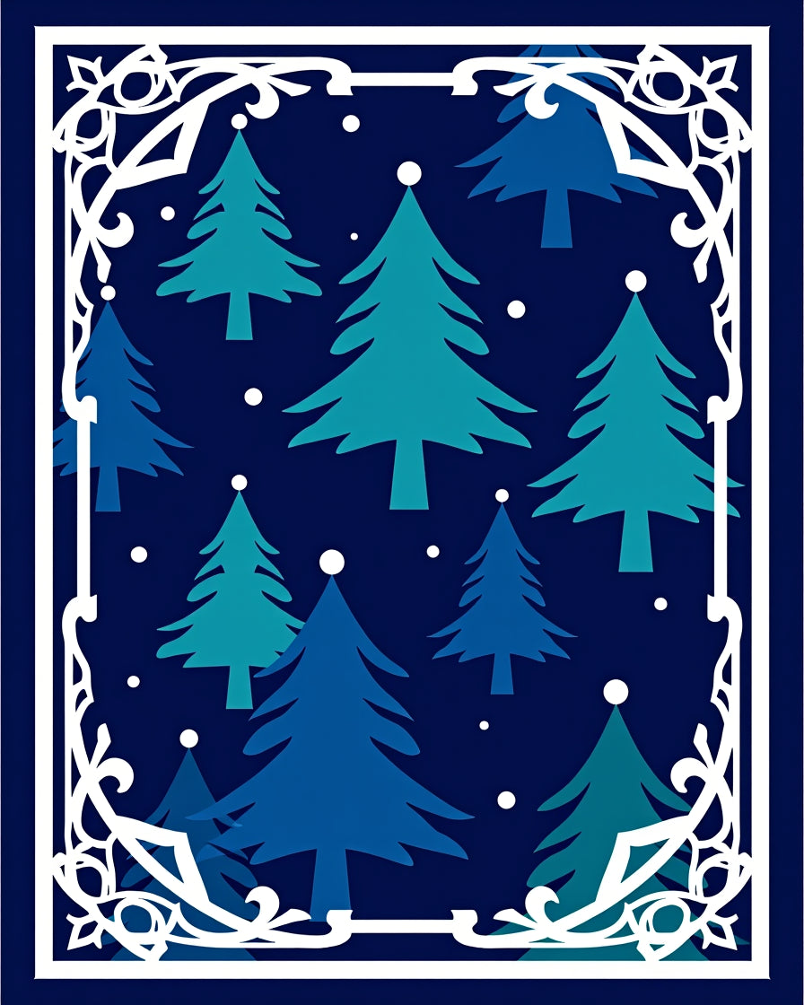 Winter Forest Teal Blue Trees Rug