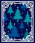 Winter Forest Teal Blue Trees Rug