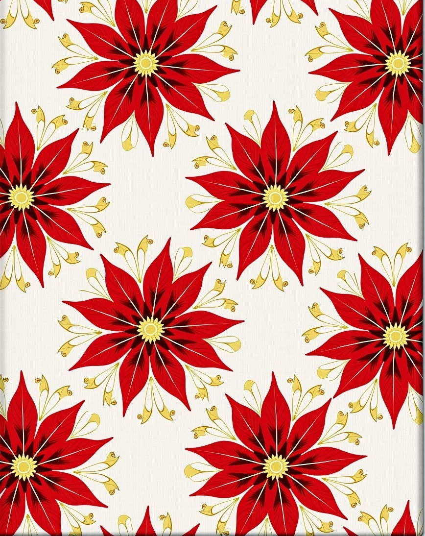 Crimson Red Golden Floral Medallion Rug