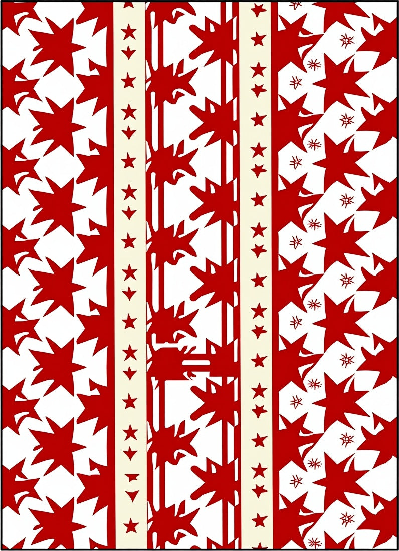 Crimson Starburst Stripes Cream Rug