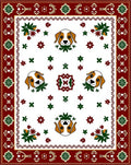 Red White Dog Floral Medallion Rug